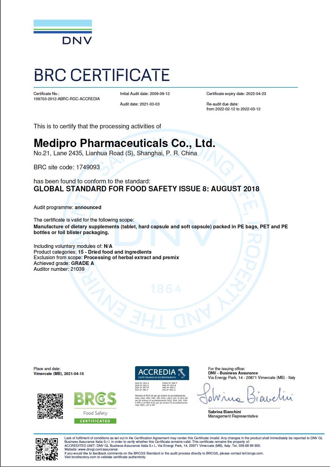 BRC Certificate